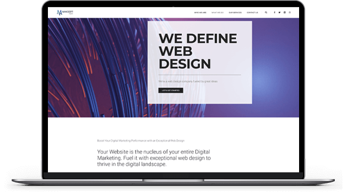 Web Page of one of the top Web Design companies of Calgary Maksoft